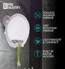 Probeautify Fogless Shower Mirror For Shaving - Strong Suction  Razor Holder   3