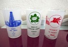 Rare Set Of 3 1966 Oil Petroleum Industry Glass Tumblers Mobil Magnolia