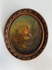 Pair Of Antique Oval Original Oil On Canvas Painting    French Style