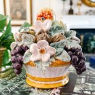 Antique Hand-painted French Barbotine Fruit   Floral Centerpiece 6 5 h