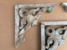 Outstanding Lot Of 3 Antique House Corbels 16x16 White   Green Old Paint Salvage