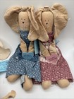 Vtg Bunny Rabbit Plush Stuffed Animal Easter Lot Of 12 Handmade Primitive Folk