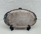 Sheridan Silverplate Oval Serving Tray  Victorian Scroll Pattern  Scalloped