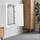 Foldable Hideaway Wall Ironing Board Cabinet With Mirror Door And Storage White