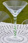 Swirling Green Ribbon Martini Cocktail Glasses Barware Set Of 3