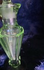 Vintage Art Deco Green Uranium Glass Perfume Bottle Dresser Vanity W  Stopper