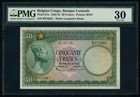 Beautiful 1953 Belgian Congo Fifty Francs Banknote Pick  27a Pmg Very Fine 30