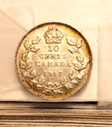 1917 Canada George V Unc Silver 10 Cents Dime Coin Slightly Toned Km  23
