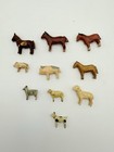 Lot Of 10 Antique German Erzgebirge Carved Wood Animals Miniature Toys