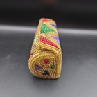 Vintage Lipstick Case Beaded Holder Mirror Snap Multicolored Sparkly Retro