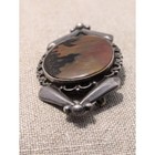 Fred Harvey Era Sterling Silver Petrified Wood picture Agate Brooch