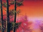 Cececilia Cece Rodriguez Hawaiian Red Velvet Painting 24  X 36  River In Woods