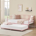 Twin Daybed W trundle metal Bed Frame Roll Out Foundation W headboard 4 Colors