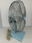 Mid Century Modern 12  Superior Electric Fan   1074 Blue Metal Table Fan    Works