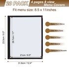 Menu Covers  20 Pack Restaurant Cover Holder Clear Sleeves  Black 8 5 X 11 Inch
