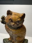 Vintage Painted Cast Iron Cat Figurine Metalware Decorative Cat Figurine