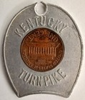 Encased Cent 1959d Kentucky Turnpike Coin Medal Token Good Luck Horseshoe Penny