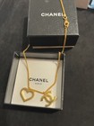 Chanel Necklace Cc Logo   Heart Charms Gold Plated  With Box Authentic