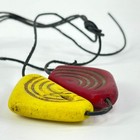 2 Old Triangular Bohemian Red And Yellow Trade Beads Matter Collection