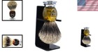 Parker 22mm 3-band Pure Badger Wet Shaving Brush Faux Horn Chrome Stand
