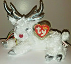 Ty Beanie Baby      Sleighbelle The White Reindeer 6  New Mwmts Stuffed Animal Toy