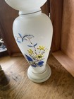 Vase Victorian Bristol Opaline Floral Hand Blown   Hand-painted On White Decor