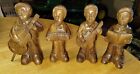 Antique 6  Wood Hand Carved German Black Forest 4 Musician Boys Statue Figures