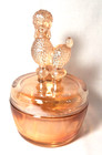 Vintage Jeanette Marigold Carnival Glass Poodle Dog Trinket Powder Dish Jar