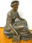 Antique French Bronze Sculpture  Seated Woman   Signed A  Habert