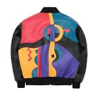 Men s Picasso Plush Jacket Handmade Real Cowhide Leather Stylish Bomber Jacket