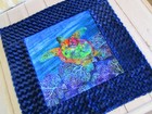 Sea Turtle Fabric Quilt Square Beach Blue Ocean Panel Purple Reef Batik Block