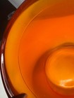 Vintage Persimmon Orb Glass Ashtray Amber 6    Heavy 3 Rest Round Mcm Style