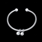 Womens 925 Sterling Silver Love Cuff Twin Bell Pendant Ball Bangle Bracelet B229