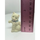 Ceramic White Kitten Figurine Collectible Cat With Blue Bow Cute Decor Small 2 