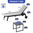 3 Pcs Adjustable Patio Chaise Lounge Chair Aluminum With Side Table Patio Beach