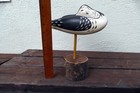 Shore Bird Wood Sleeping Yellow Leg Figurine By Marty Riley Hand Carved Art