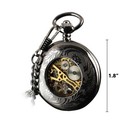 Mens Pocket Watch Mechanical Black Steampunk Skeleton Retro Chain Luxury Classic