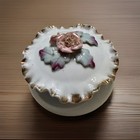Vtg Capodimonte Style Porcelain Trinket Dish Cottagecore Rose Scalloped Gilded