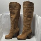 Jlo Tan Knee High Boots Block Heel Side Zip Fashion Boots Almond Toe Womens 7
