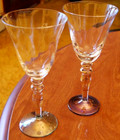 Rogaska Optic Crystal Venetian Gold Luster Set 2 Water Goblets Foil In Stem 8 5 