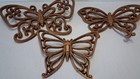 Vintage Butterfly Wall Decor Set 3 Faux Wood Plaques Mcm Boho Wall Hanging
