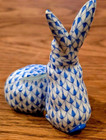 Herend Rabbit Figurine Blue Fishnet Fish Scale Hungarian Porcelain  Interior 1-2