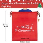 Large Cotton Christmas Bag  32x28 Inch Fabric Drawstring Santa Sack  Reusable   