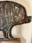 Vintage Copper Pig Weathervane On Oak Stand  Great Patina
