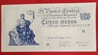 Paper Money From Argentina 5 Pesos Banknote Issued 1952 Unc  Free Shipping H101