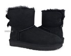 Ugg Mini Bailey Bow Ii Black Suede Fur Boots Womens Size 8 -nib-
