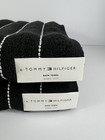 Tommy Hilfiger Bath Towels Set Of 2 Park Stripe Black White Plush Cotton New
