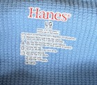 Hanes Women s L Blue Thermal Waffle Knit Long Sleeve Shirt Cotton Blend