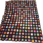 Vtg Handmade Granny Square Crochet Blanket Afghan 70s Cabin Cottage Core Throw