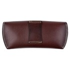 Genuine Leather Semi Hard Eyeglass Case  Coffee Magnetic Buckle